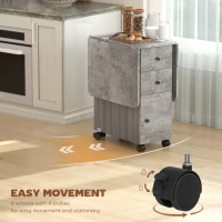 HOMCOM Multi-Storage Six-Person Drop Leaf Dining Table - Mixed Grey(m-7)