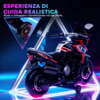 AIYAPLAY Moto Elettrica per Bambini con Rotelle, Specchietti e Poggiapiedi, in PP e Metallo, 85.5x44.5x56 cm, Rosso(m-5)