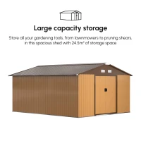 Outsunny 13 x 11ft Metal Garden Shed, Outdoor Storage Tool House with Ventilation Slots, Foundation Kit and Lockable Double Doors, Yellow(m-4)