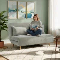 HOMCOM Canapea Extensibila cu 2 locuri, Gri(m-2)