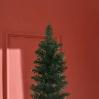 HOMCOM Árbol de Navidad Artificial Estrecho 210 cm con 510 Ramas, Base Plegable y Soporte Metálico Fácil Montaje Verde(m-9)
