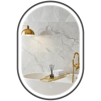 HOMCOM Espelho de Casa de Banho Iluminação Led 50x70cm Espelho Luminoso de Parede com Interruptor Tátil Luz 3 Cores(m-7)