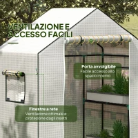 Outsunny Copertura Serra da Giardino in PE con Porta a Cerniera e Finestre, 140x73x190 cm, Bianco(m-6)