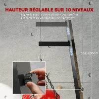 SPORTNOW Support de sac de frappe sur pieds pliable réglable en hauteur avec base lestée charge max. 60 Kg acier noir(m-5)