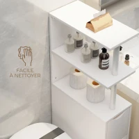 HOMCOM Móvel de Banheiro Móvel de Armazenamento com Gaveta Sobre Rodas com Prateleiras Abertas 20x45x115 cm Branco(m-4)