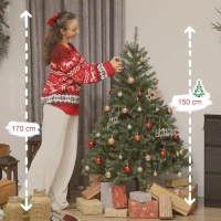 HOMCOM Künstlicher Weihnachtsbaum, 150 cm, klappbare Äste, Metallständer, vielseitig, Grün(m-3)