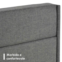 Letto Singolo con Rete a Doghe e Imbottito Testiera, Tessuto in Lino, Design Moderno, senza Materasso, 209x96x111 cm, Grigio Scuro(m-9)
