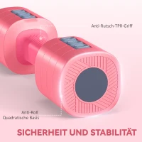 SPORTNOW Hantelset, verstellbares Gewicht, quadratische Form, vielseitig, Metallkern, Rot(m-6)