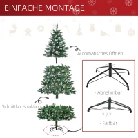 HOMCOM Künstlicher Weihnachtsbaum 180 cm Kieferbaum künstlich mit 59 Zapfen, Schnee, 1111 Spitzen für drinnen(m-6)