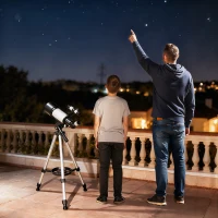 Outsunny Telescópio Astronómico para Adultos e Iniciantes 70 Mm Telescópio Refractor 40X/16X Tripé Ajustável 80x80x135 cm Branco(m-6)