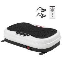 SPORTNOW Plataforma Vibratória 50 Velocidades 3 Programas com Ecrã LED com Controlo Remoto Bandas Elásticas 52x34x14 cm Preto e Branco(m-1)