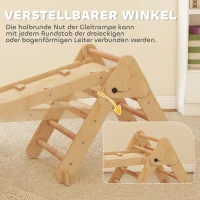 AIYAPLAY 7-in-1 Klettergerüst, Bogenleiter, Dreiecksleiter, Rampe, Kletterwand, Rutsche, für Kinder von 1,5-4 Jahren, zusammenklappbar, Holz(m-6)
