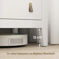 HOMCOM Commode 4 tiroirs meuble de rangement style contemporain avec poignées en polyuréthane, 60 x 40 x 98 cm, blanc(m-7)