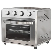 HOMCOM Minibackofen mit Umluft, Heißluftfritteuse, 6 Heizmodi, Timer, Zubehör, 24L, Silber(m-10)