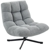 HOMCOM Fauteuil salon sans accoudoirs, chaise pivotante en tissu chenille imperméable, assise large, 75 x 95 x 90 cm, gris(m-1)