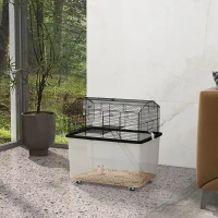 PawHut Cage hamster cage rongeur 2 étages avec roulettes plate-forme et échelle en fil d'acier 57 x 43 x 57 cm noir(m-10)