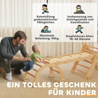 AIYAPLAY 7-in-1 Klettergerüst, Bogenleiter, Dreiecksleiter, Rampe, Kletterwand, Rutsche, für Kinder von 1,5-4 Jahren, zusammenklappbar, Holz(m-8)
