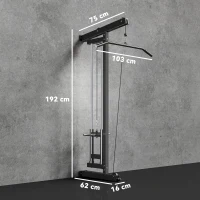 SPORTNOW Appareil de musculation mural, station de traction, poulie haute et basse, 2 poulies, en acier, 75 x 16 x 192 cm, noir(m-3)