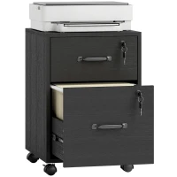 HOMCOM Rolling File Cabinet with 2 Drawers, Mobile Filing Cabinet with Hanging File Folder for Letter Sized Documents, Black(m-10)