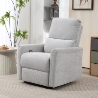 HOMCOM Fauteuil inclinable fauteuil relax manuel dossier et repose-pieds réglables, assise rembourré, tissu en lin, gris(m-10)