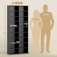 HOMCOM Armazenamento para Cd e Dvd 18 Compartimentos Capacidade Máx. 640 Cd/360 Dvd 430 Blu-Ray 78,5x24x175 cm Preto(m-3)