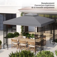 Outsunny Toit de Remplacement pour pavillon de Jardin Toile de Rechange pour pavillon tonnelle Tente 3 x 3 m Gris(m-7)