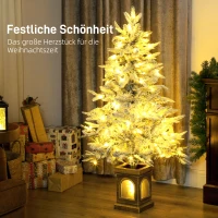 HOMCOM Künstlicher Weihnachtsbaum, schneebedeckter Look, 100 LEDs, 8 Modi, Kunststoff(m-4)