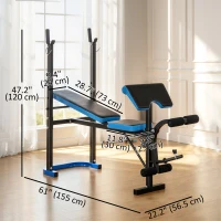 HOMCOM Adjustable Weight Bench with Leg Developer Barbell Rack for Lifting and Strength Training Multifunctional Workout Station for Home Gym Fitness, Black(m-3)