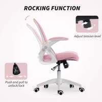 Vinsetto Scaun de Birou Ergonomic, Reglabil, cu Spătar din Plasă și Scaun Captusit, 65.5x61.5x88-97.5 cm, Roz(m-5)