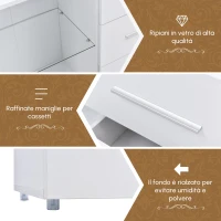 Credenza Moderna con LED Multicolore, 3 Cassetti e 2 Armadietti, Ampio Spazio, per Soggiorno e Cucina, 140x35x70 cm, Bianco(m-4)