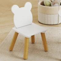 AIYAPLAY Conjunto 1 Mesa 2 Cadeiras para Criança 3 Peças Encosto em Forma de Urso Atividades Trabalhos Manuais Refeições 3-6 Anos(m-5)