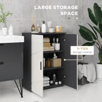 kleankin Small Bathroom Cabinet, Bathroom Storage Cabinet with 2-Doors Cupboard, 2 Adjustable Shelves and Soft Close Mechanism, Grey(m-4)