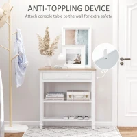 HOMCOM Console Table Hallway Side Desk 1 Drawer 2 Shelves Worktop Handle Retro Elegant Style Home Display Storage for Bedroom Livingroom(m-4)