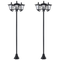 Outsunny Set 2 Lampioncini Solari da Esterno a 3 Luci Impermeabili IP44, 51.5x47x182.5cm, Nero