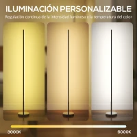 HOMCOM Lámpara de Pie Moderna Salón con Brillo Temperaturas de Color Ajustables Mando a Distancia Magnético Gris Plateado(m-4)