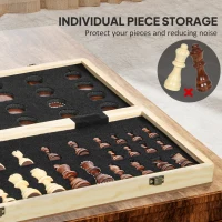 SPORTNOW 15 Inch Chess Set, Foldable Chess and Draughts Set, Brown(m-6)