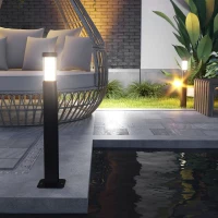 Outsunny Lot de 2 lampes d'extérieur, bornes lumineuse LED, Etanche IP65, Lanterne pour les chemins et les allées - noir(m-10)