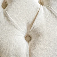 HOMCOM Banco de Pé de Cama em Forma Meia-Lua Estilo Luís XVI Estrutura em Madeira Maciça Esculpida Assento em Tecido Creme(m-4)