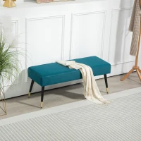 HOMCOM Banc bout de lit banquette rembourrée en velours pieds en métal, pour chambre salle à manger salon couloir, vert(m-10)