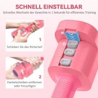 SPORTNOW Hantelset, verstellbares Gewicht, quadratische Form, vielseitig, Metallkern, Rot(m-5)