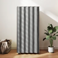 HOMCOM Armário Guarda-Roupa Móvel com Cortina Barra de Suspensão 60x40x128 cm Efeito Madeira Natural(m-4)