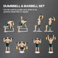HOMCOM 15kg 2 in 1 Adjustable Dumbbells Weight Set, Dumbbell Hand Weight Barbell for Weight Training, Black(m-4)