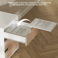 HOMCOM 3 Drawer Mobile File Cabinet, Vertical Filing Cabinet with Wheels for Home Office, Oak(m-7)