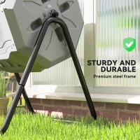 Outsunny 160L 360° Rotating Dual Chamber Composter - Grey(m-7)