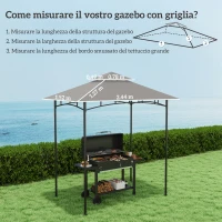 Outsunny Copertura per Gazebo da Giardino per Barbecue 1.52x2.44 m a 2 Livelli in Poliestere Grigio Chiaro(m-3)