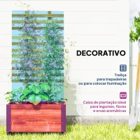 Outsunny Floreira Exterior de Madeira Floreira com Treliça para Plantas Trepadeiras Tecido não Tecido Rodas 65x31x147 cm Madeira(m-4)