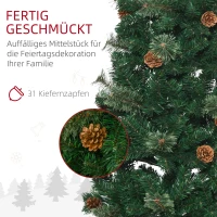 HOMCOM Künstlicher Weihnachtsbaum, schlank, Tannenzapfen, flammenhemmend, 46 x 165 cm, Grün(m-6)