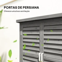 Outsunny Armário de Armazenamento de Madeira para Jardim com 2 Prateleiras Interiores 2 Portas e Teto Inclinado para Exterior Terraço 87x46,5x96,5cm Cinza(m-4)