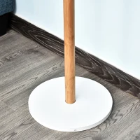 HOMCOM Cabideiro Móvel de Entrada Vestiário Guarda-Roupa com Espelho 4 Ganchos 2 Nichos 100x34x164 cm Mdf Branco Madeira Maciça Bambu(m-5)