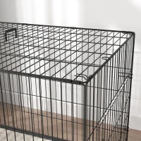 PawHut Foldable Dog Crate with 2 Doors with Tray, Soft Cushion, for Large Medium Dogs, 91 x 62 x 68, Black(m-10)